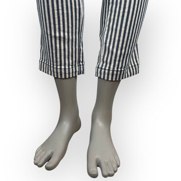 Free People Frankie High-Rise Striped Cropped Skinny Pants – Button Fly, Size 8 - Picture 9 of 11